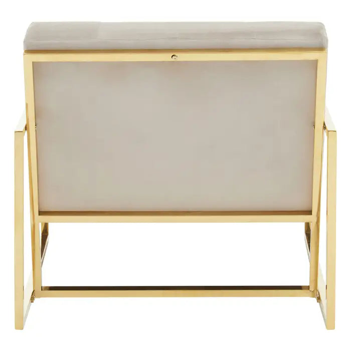 Azalea Mink Velvet Chair - Back view of Chair upholstered in mink velvet with gold finish metallic frame legs