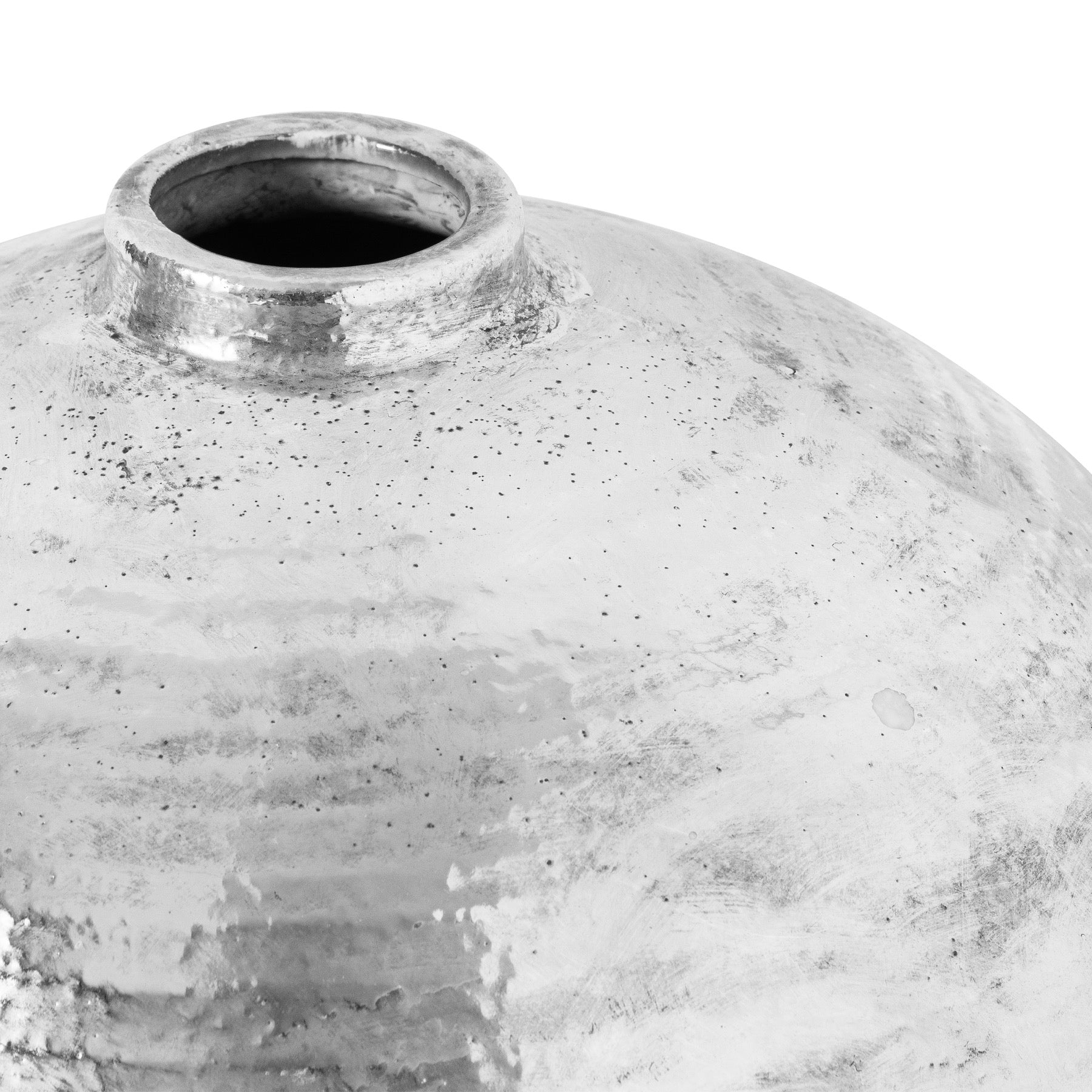 Close up detailed view Large Hammered Silver Astral Vase