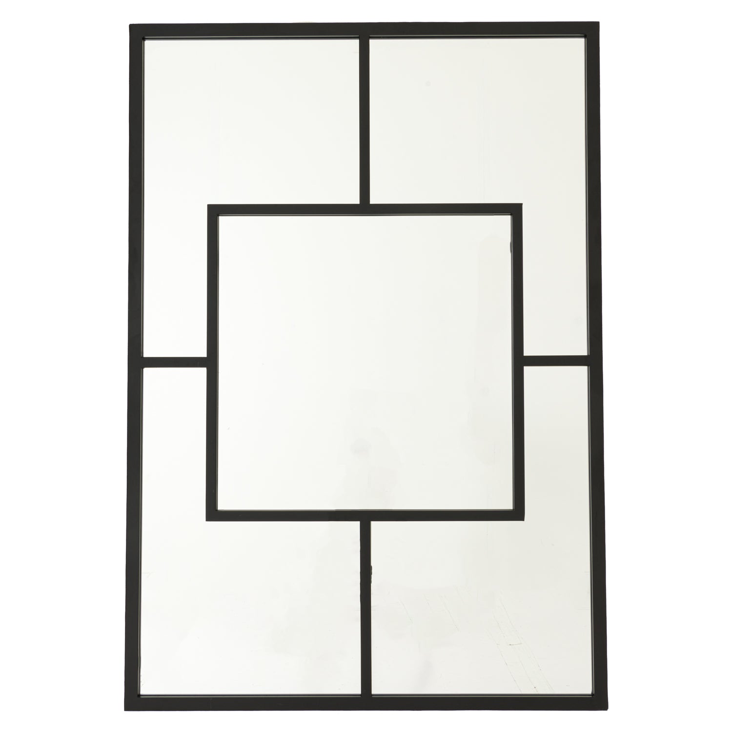  black Multi Paned Patterned Window Mirror