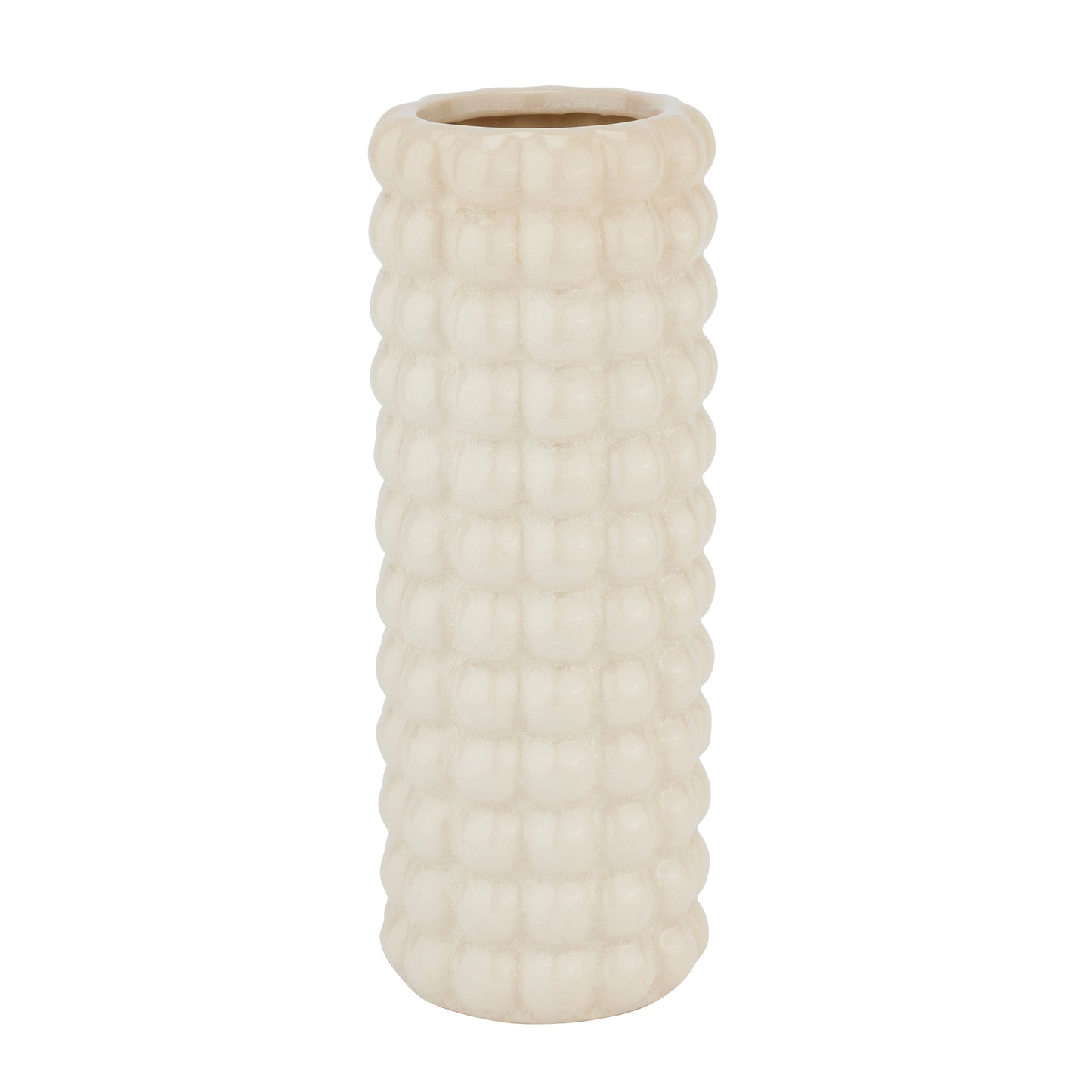 cream coloured handcrafted ceramic vase with distinctive bubble texture