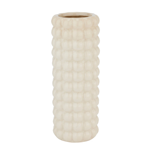 cream coloured handcrafted ceramic vase with distinctive bubble texture