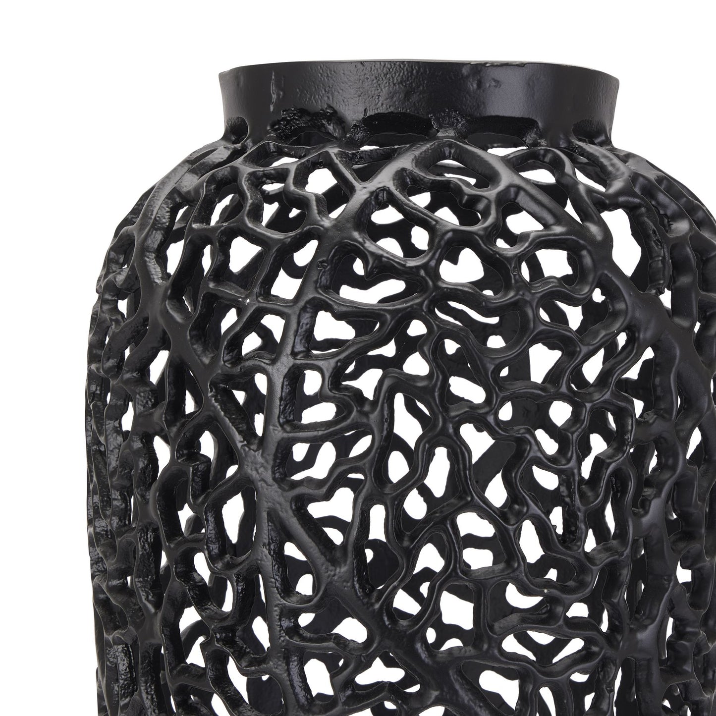 Close up Black Cast Lattice Large Vase