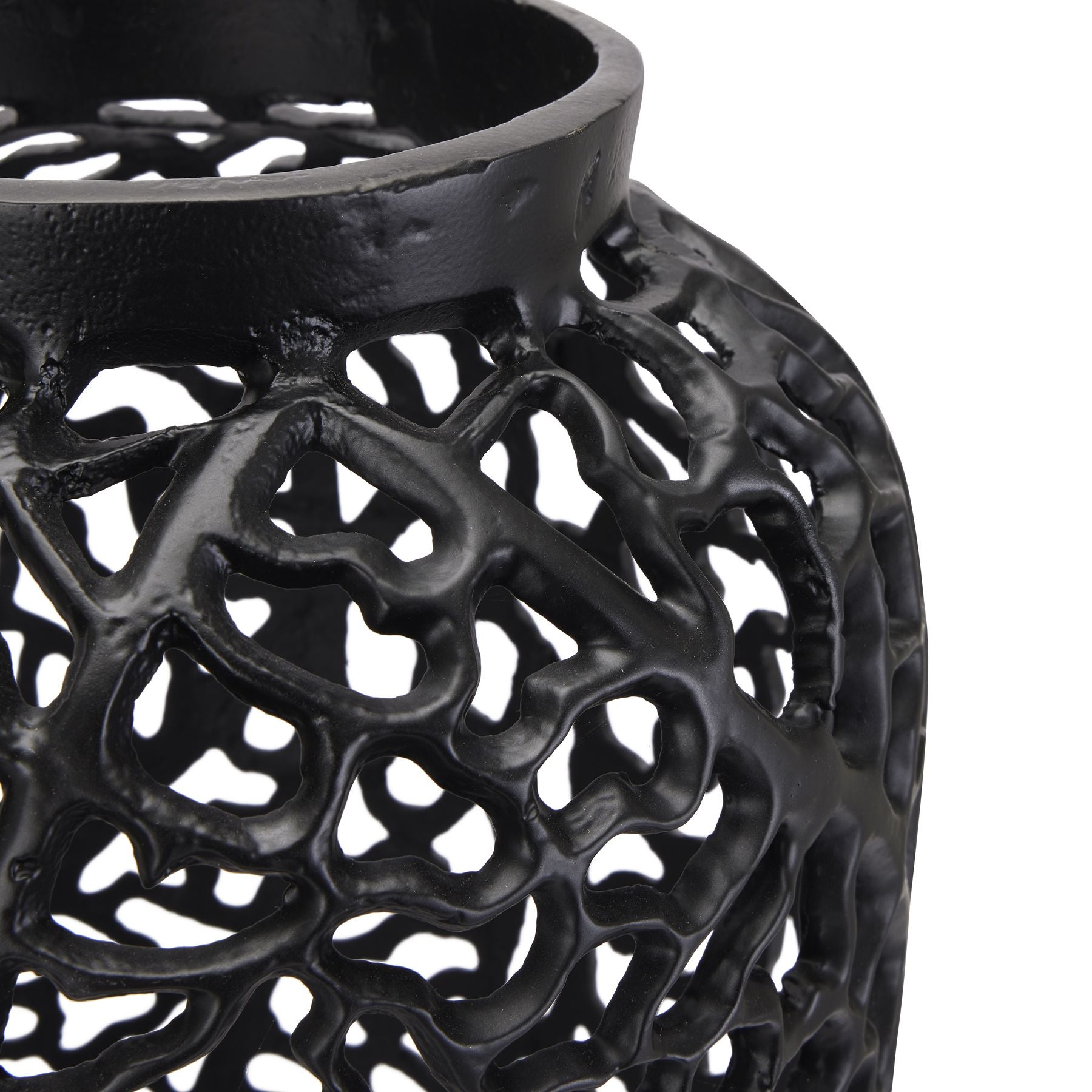 Close up Black Cast Lattice Large Vase