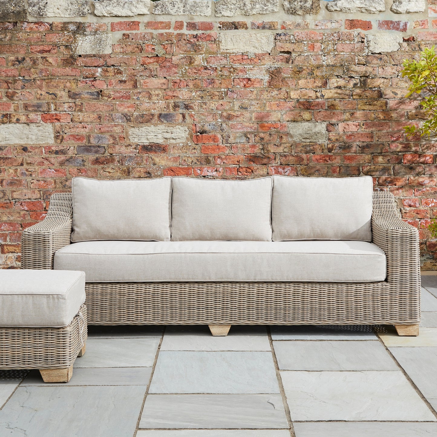 HDPE outdoor wicker three seater sofa