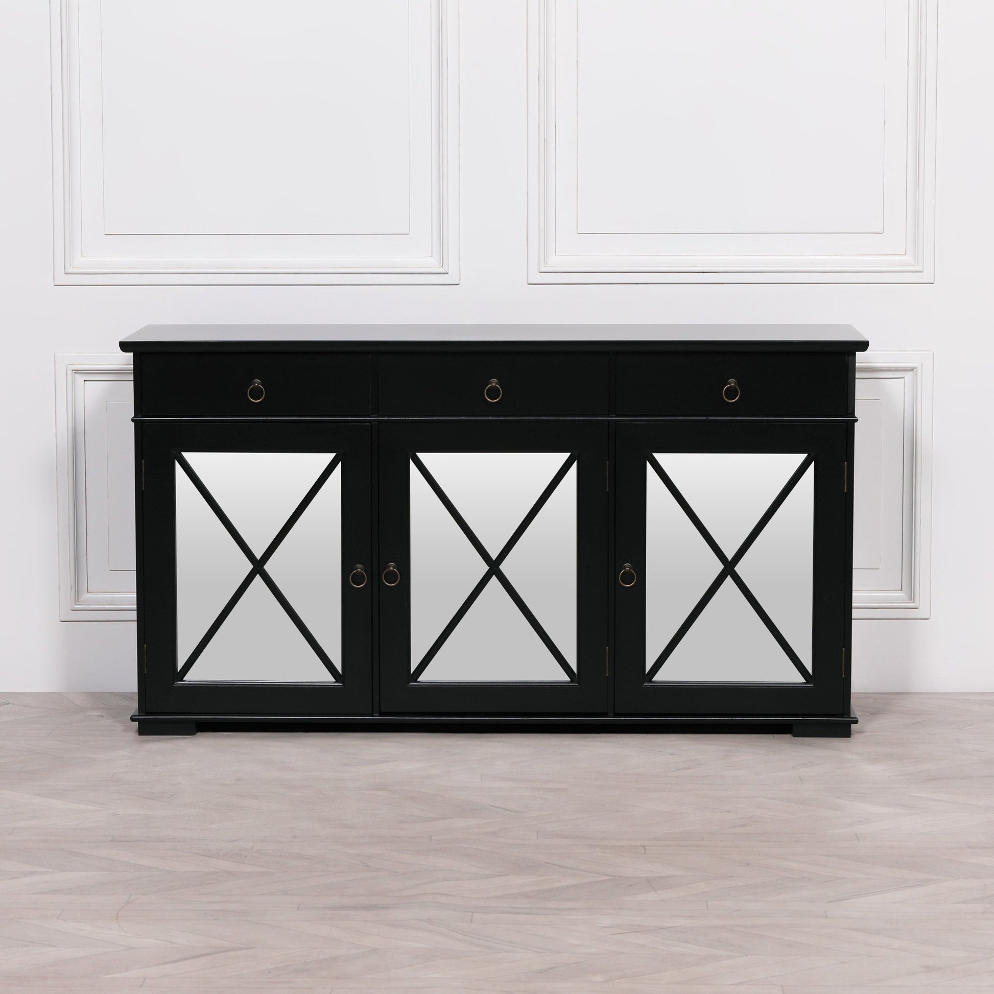 BLACK ORIENTAL Sideboard With Mirrored Doors