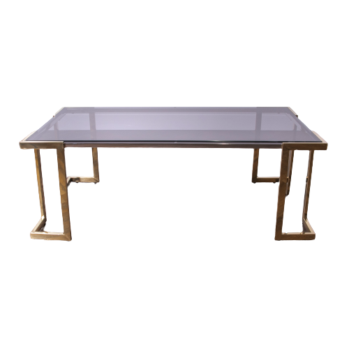 gold frame and smoked glass top rectangular coffee table