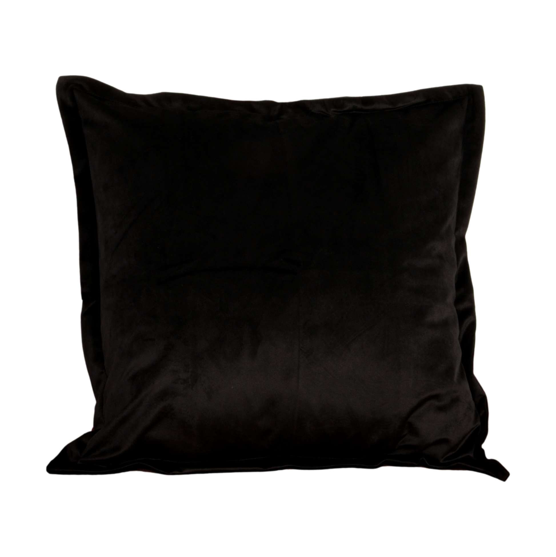 Black velvet cushion finished with black piping