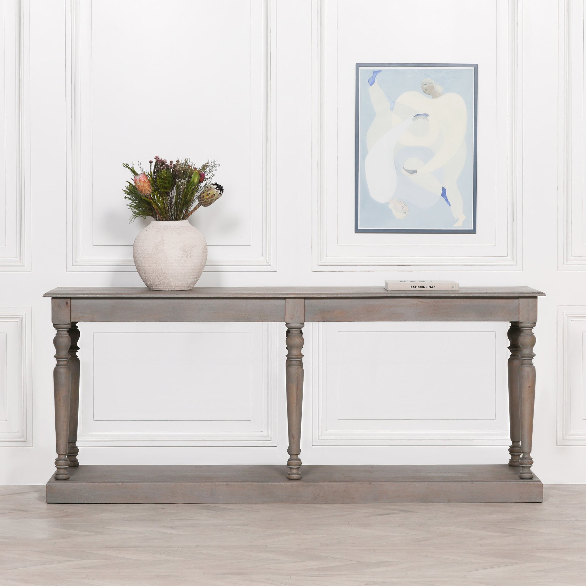 grey rustic solid wooden console