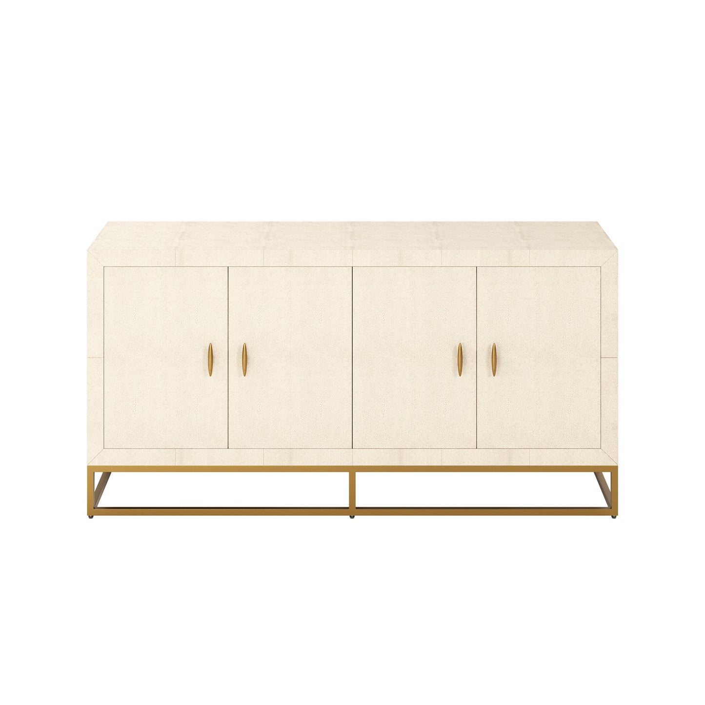 four-door sideboard, brass style handles and base, this furniture piece offers plenty of space for keeping items organized. 