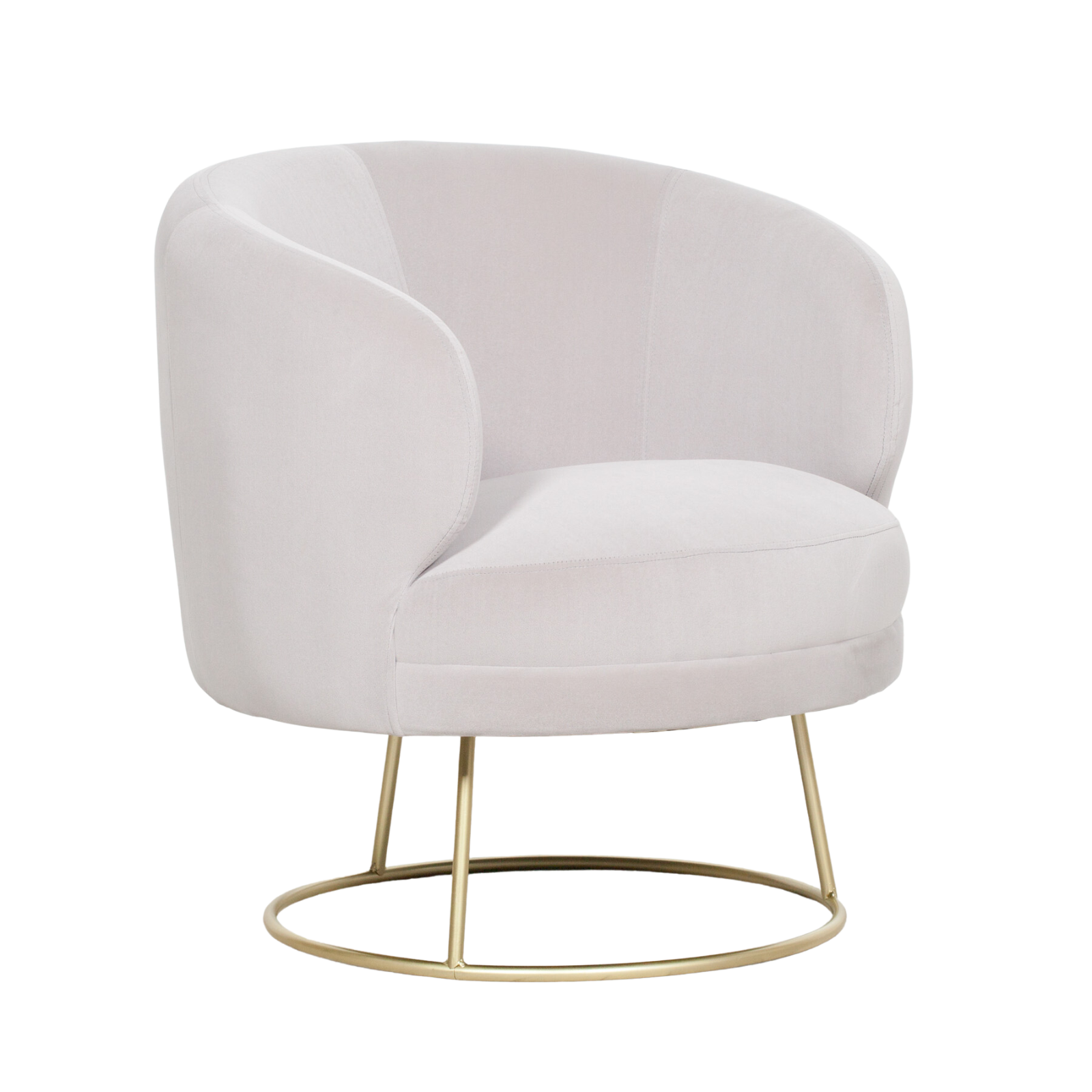 white PLUSH DECO ACCENT CHAIR is upholstered with luxurious velvet fabric, and designed with a contemporary art deco style and gold plated legs