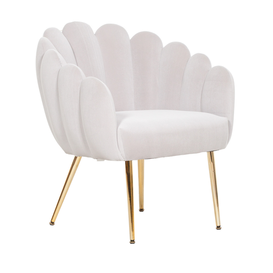 grey velvet chair the chair features a modern art deco style with gold metal plated legs and scalloped edges