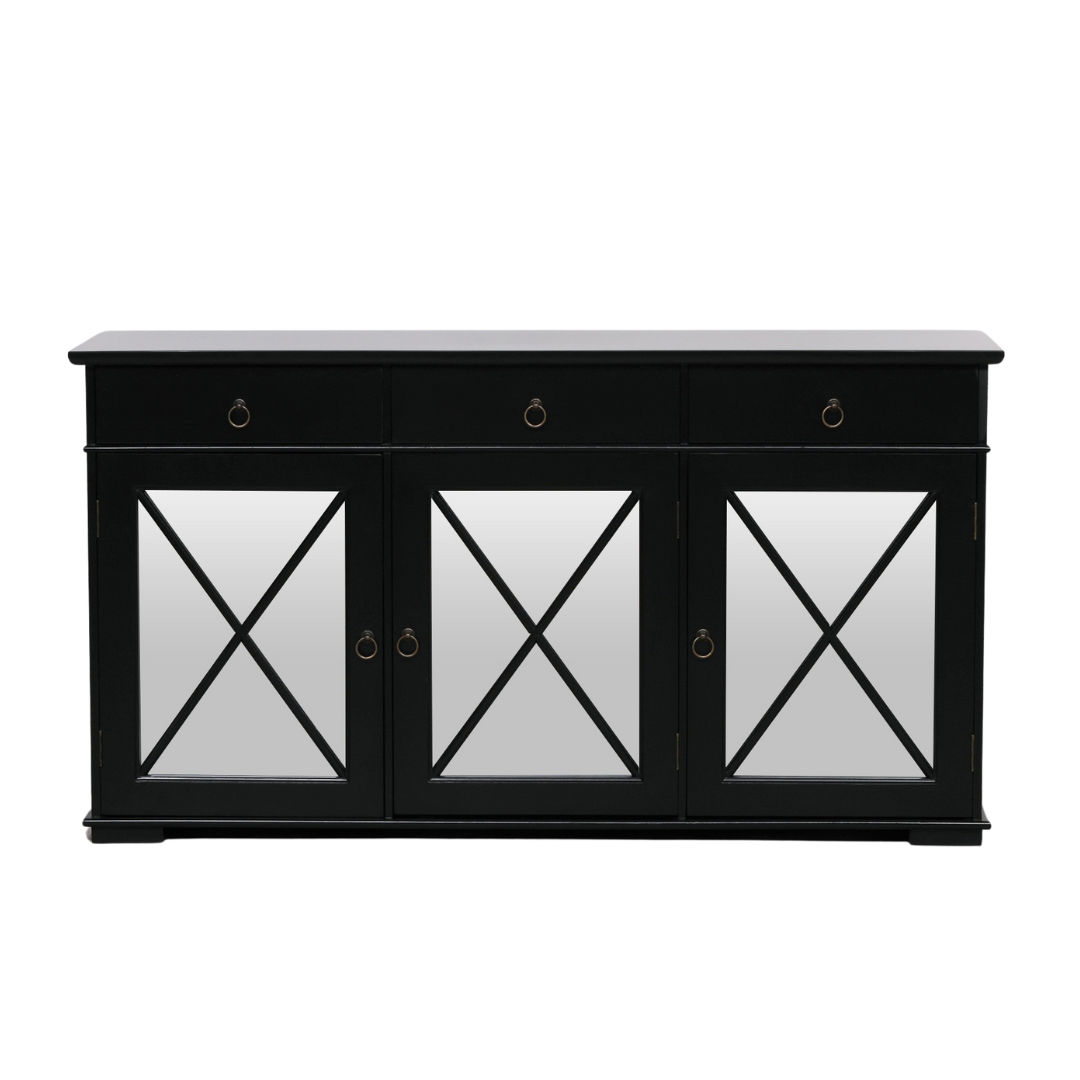 BLACK ORIENTAL Sideboard With Mirrored Doors