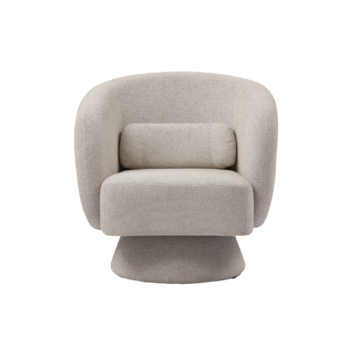 Rachel Armchair offers a warm and inviting atmosphere with its soft boucle fabric cover and contemporary curved design