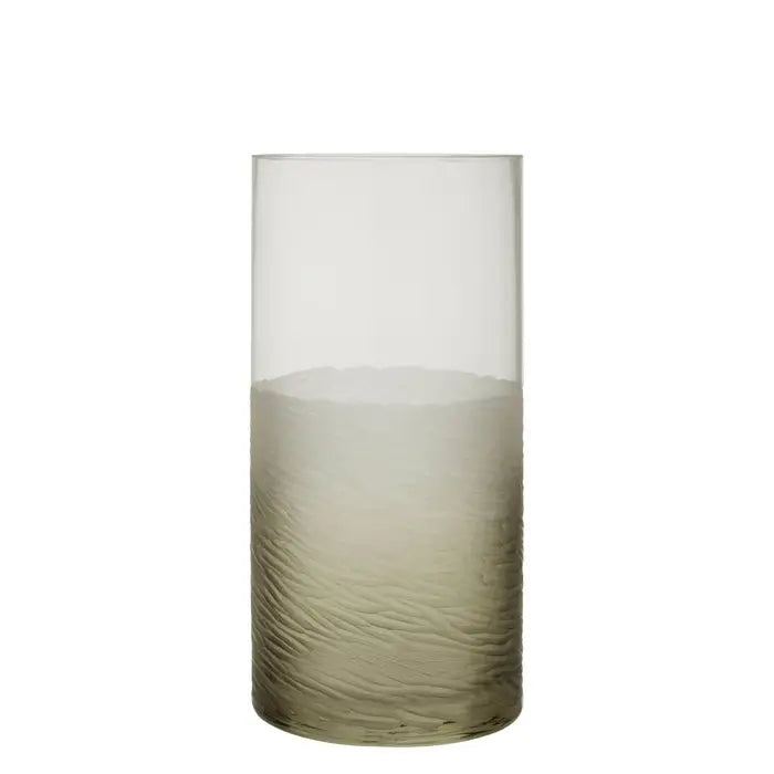 Caila Cut Glass Small Vase - small cylindrial vase with clear top and patterned grey base