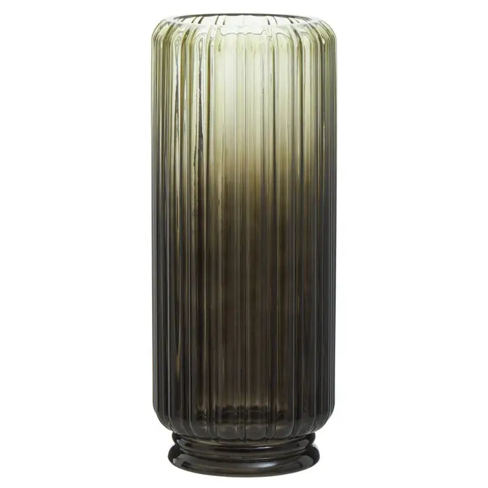 The Chima Large Vase - Ombre glas vase from dark to light smoked effect and ribbed edges