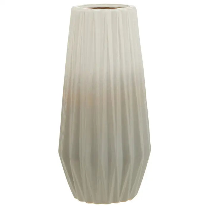 Decorative ridge textured Azul large ceramic vase in a grey and white finish