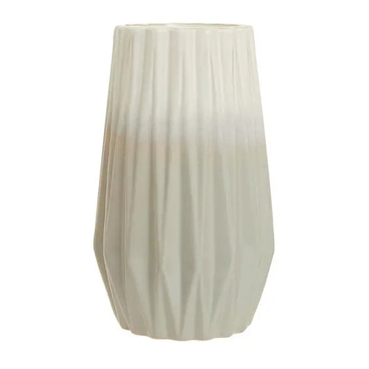 Azul Small Ceramic Vase - Small Grey and white finish vase with ridged edges