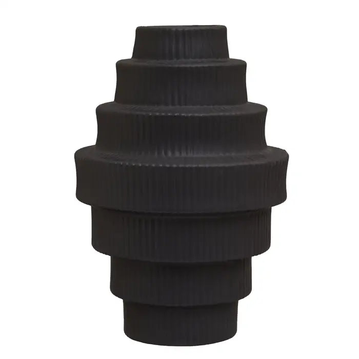 Fabia black large vase - geometric clean lined large vase has medium sized rim openings. It is made from ceramic and finished in a black shade.