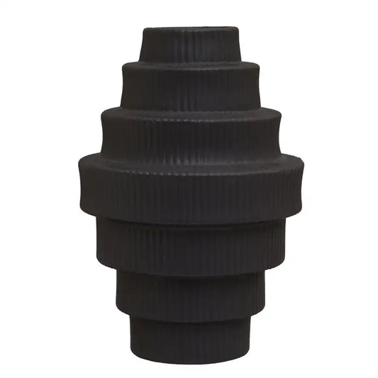 Fabia black large vase - geometric clean lined large vase has medium sized rim openings. It is made from ceramic and finished in a black shade.