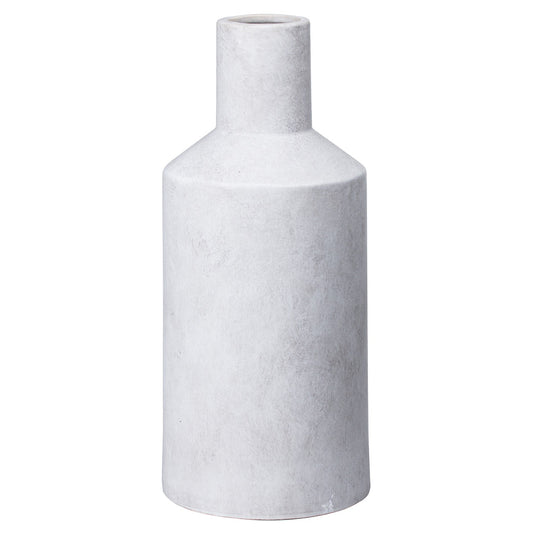 white natural stoneware finished vase with slim neck