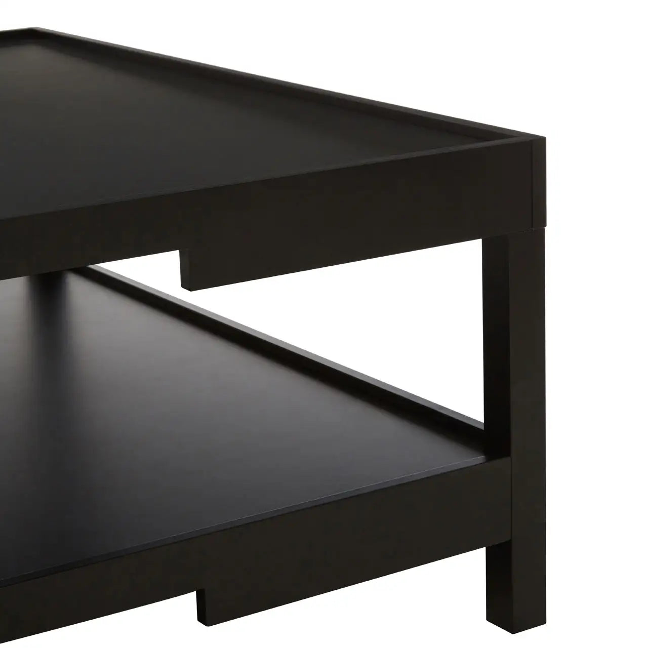 Close up of Osaka Black Coffee Table with 2 tiers in modern oriental design