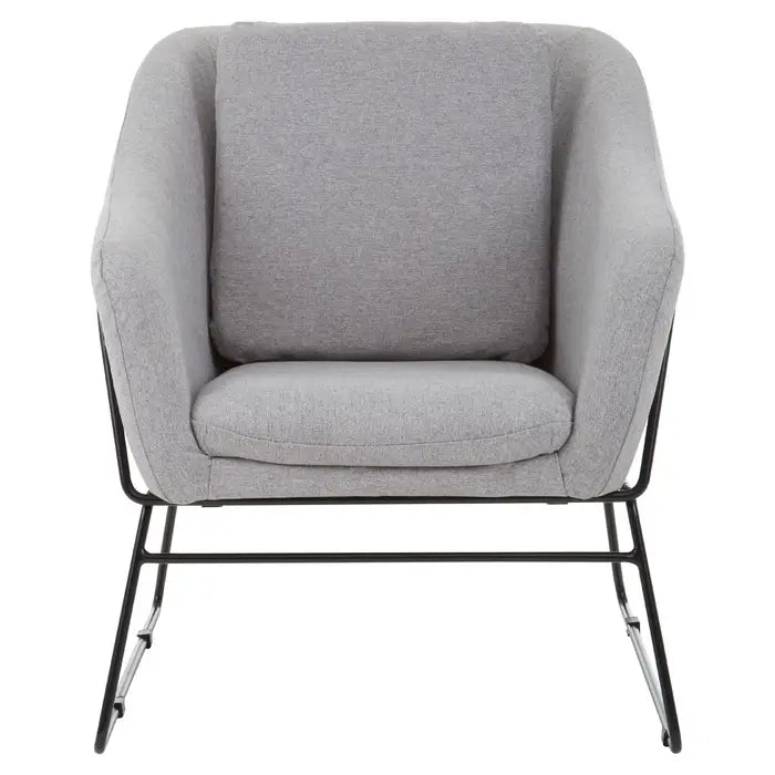 Stockholm Grey chair -Tactile grey velvet chair with black metal frame legs