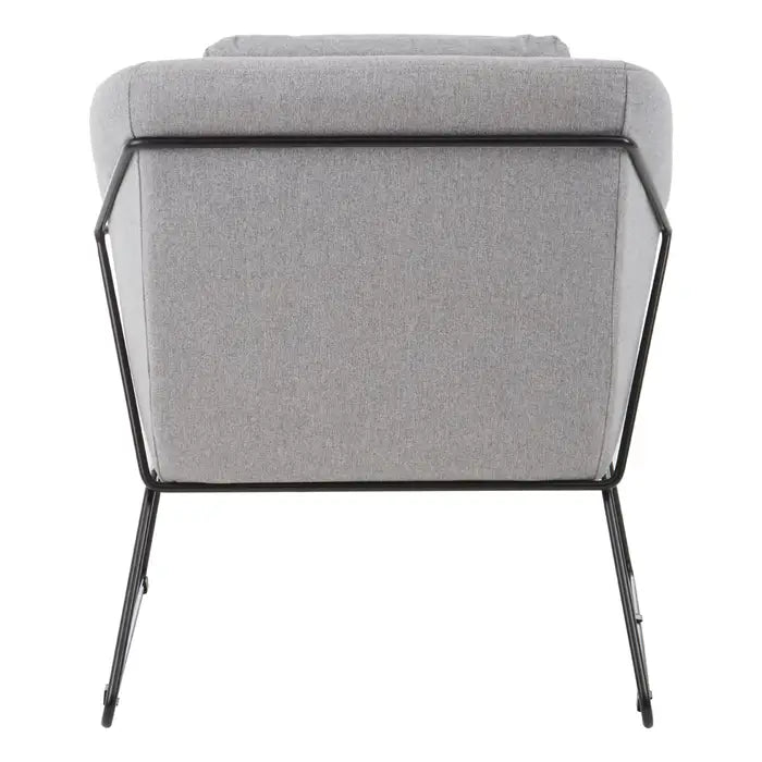 Stockholm Grey chair - Back view Tactile grey velvet chair with black metal frame legs