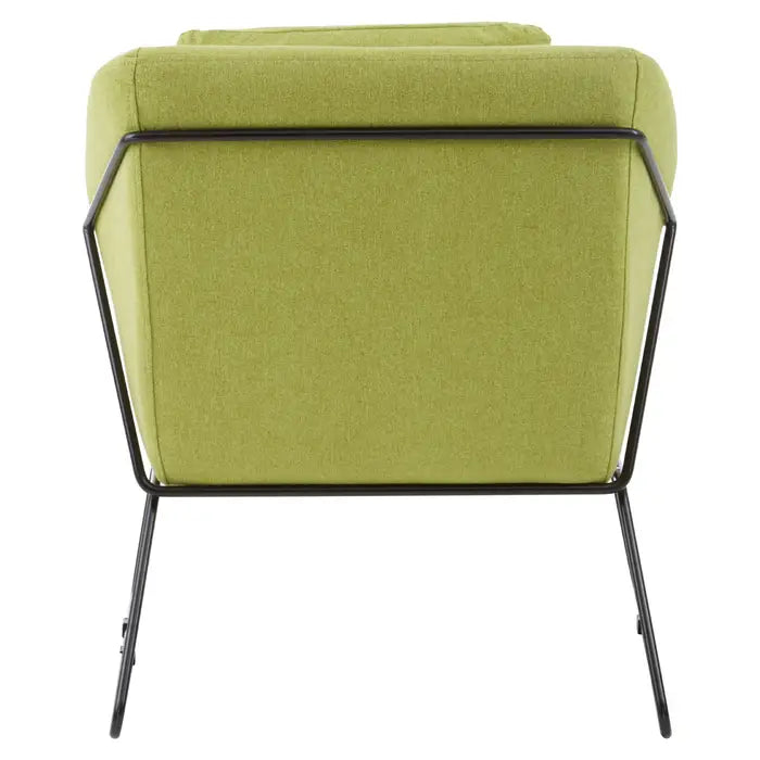 Stockholm Green chair - Back view Tactile Green velvet chair with black metal frame legs