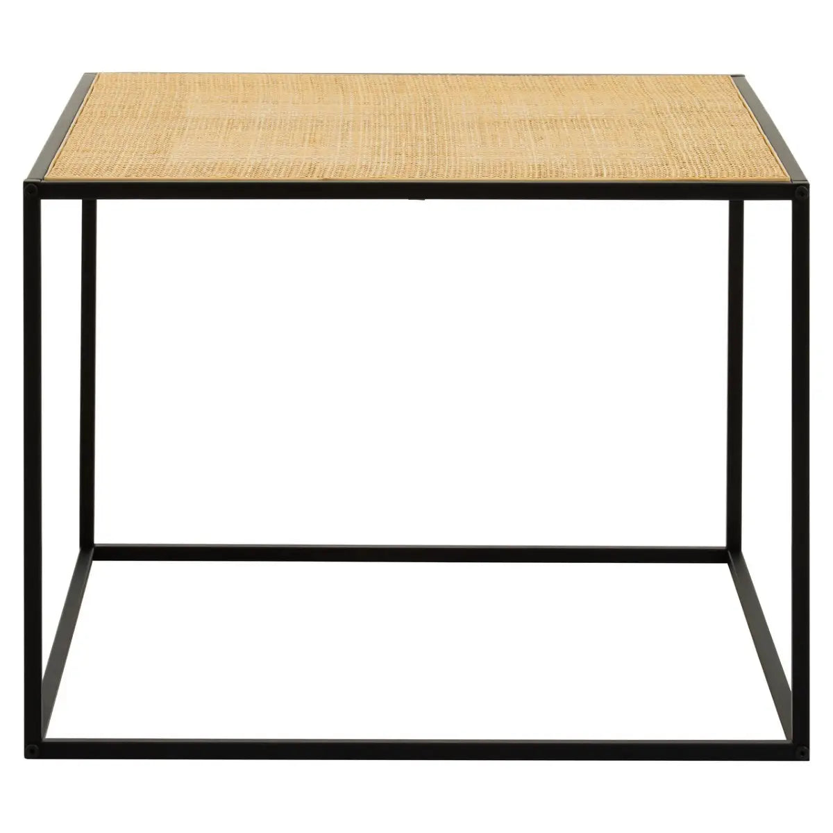 Depok Coffee Table - This coffee table has a natural rattan top contrasted with a sleek black metal frame