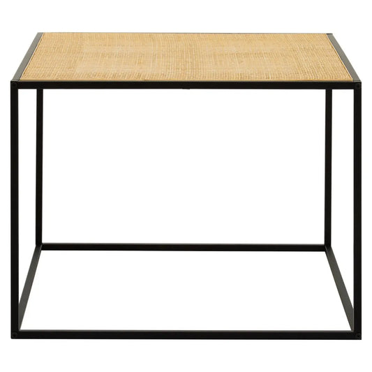 Depok Coffee Table - This coffee table has a natural rattan top contrasted with a sleek black metal frame