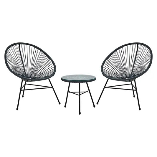 MIAMI Grey Rattan 3 Piece Patio Set