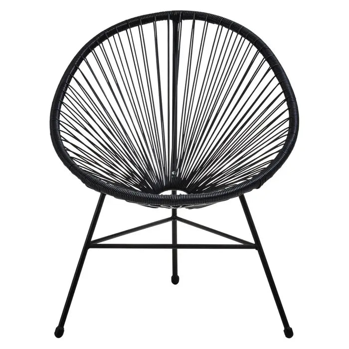 Black steel frame, rattan rope design outdoor seat