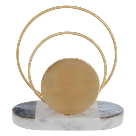 Gold finish letter rack with marble base