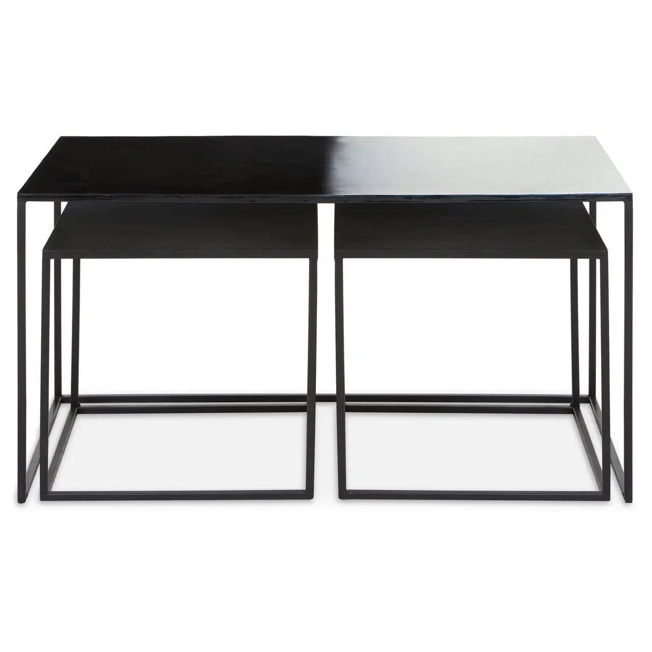 RAMUS three-piece coffee table in black and white ombre iron frame