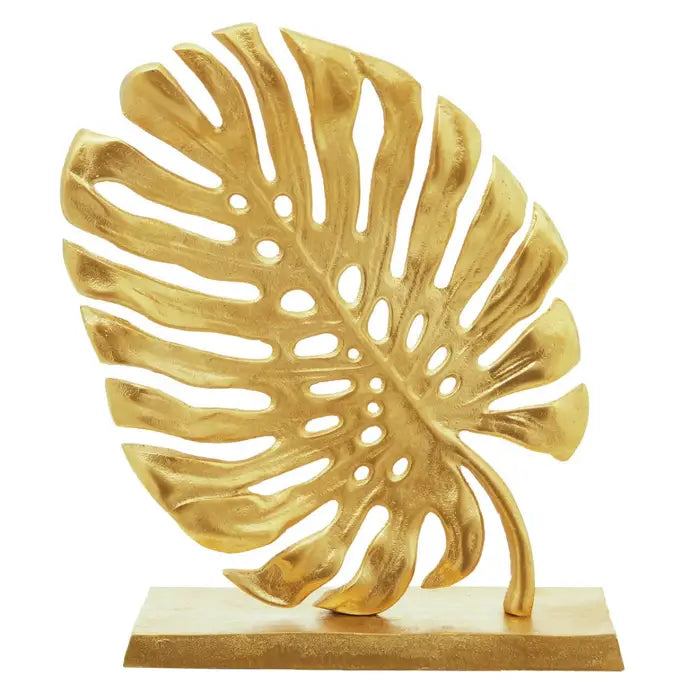 Prato gold finish leaf shaped sculpture