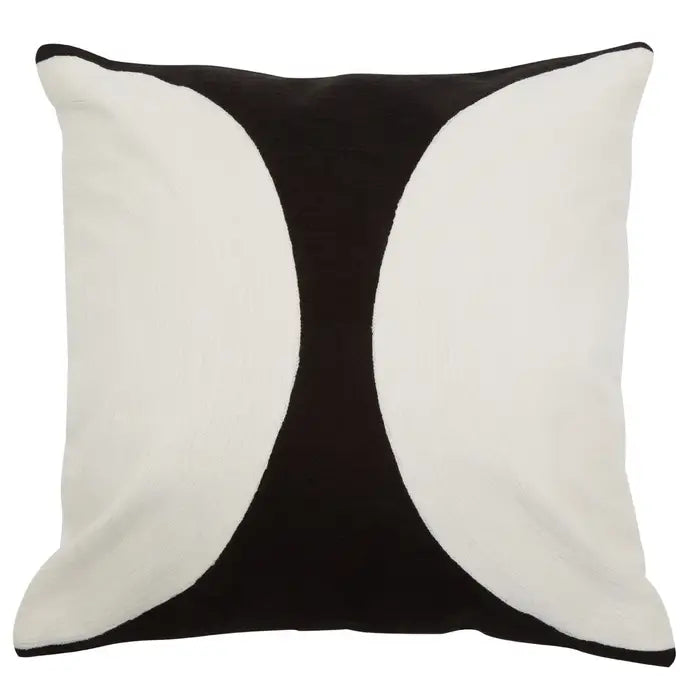 Bosie Ozella cushion featuring featuring semi-circle patterns in black and white colour. 