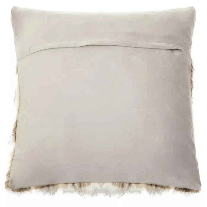 Back View - Natural coloured Lamina Cushion with faux fur reverse