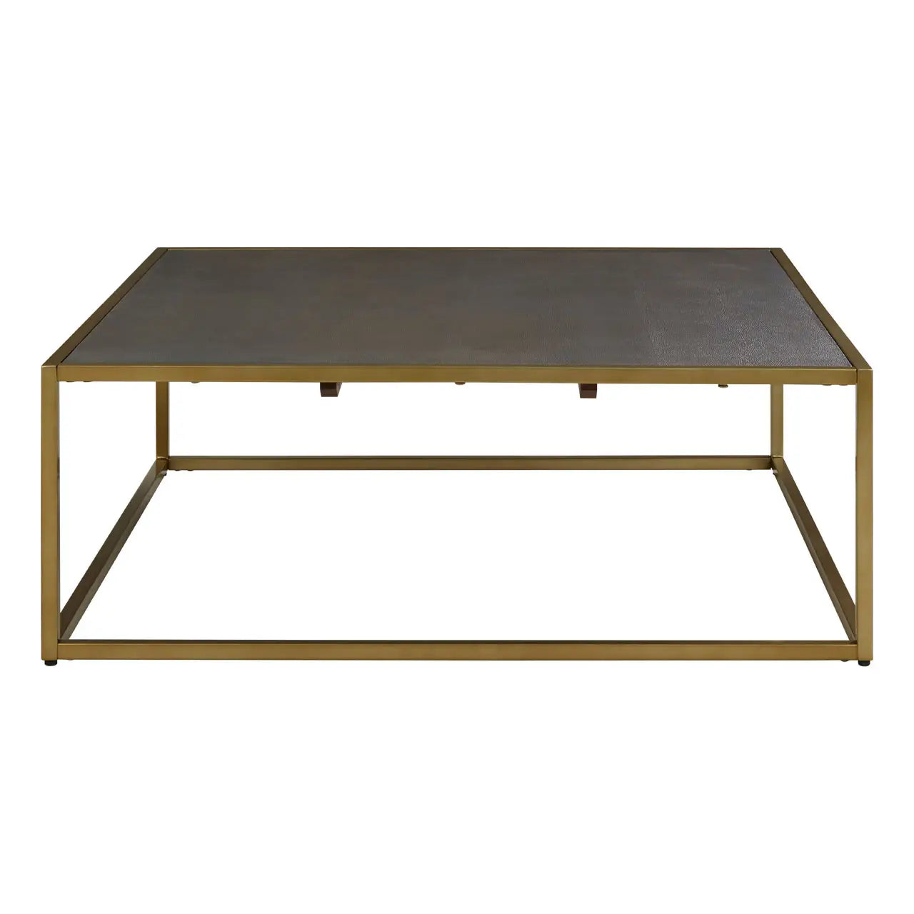 Kempton Coffee table with textured shagreen top and deep gold finish iron frame 