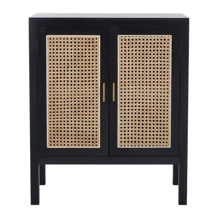 Corso 2 door sideboard -Black finished sideboard with two doors made of renewable rattan