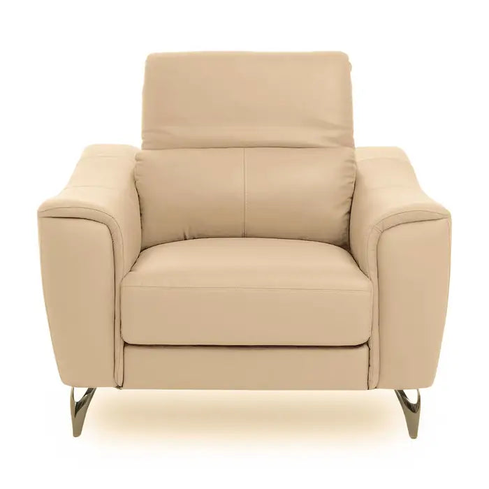 The Padua Armchair - Stone colour leather upholstered chair with foam padding