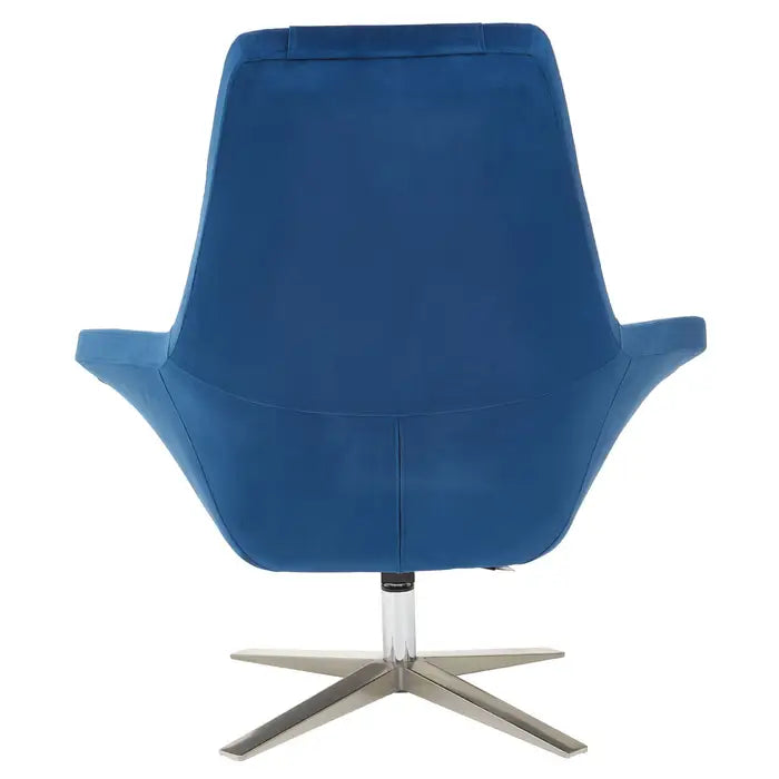 The Kalo Velvet Armchair - midnight navy velvet accent chair with curved back and star base silver finish