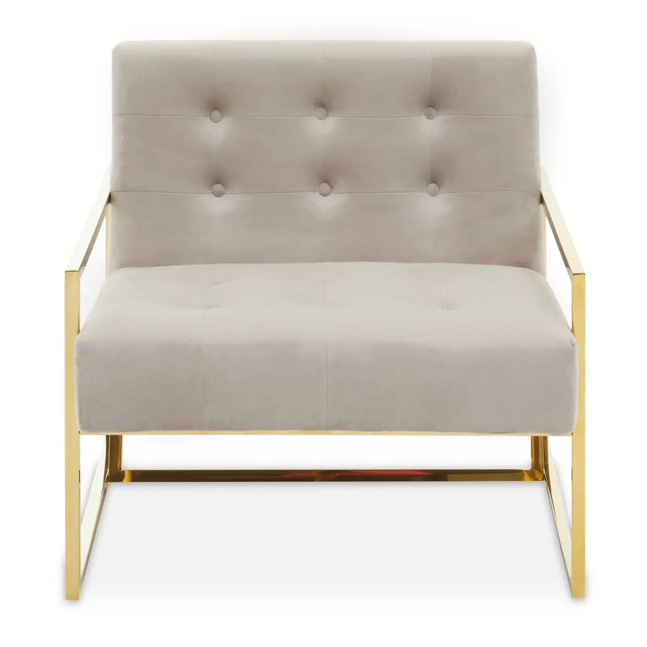 Azalea Mink Velvet Chair -  Chair upholstered in mink velvet with gold finish metallic frame legs 