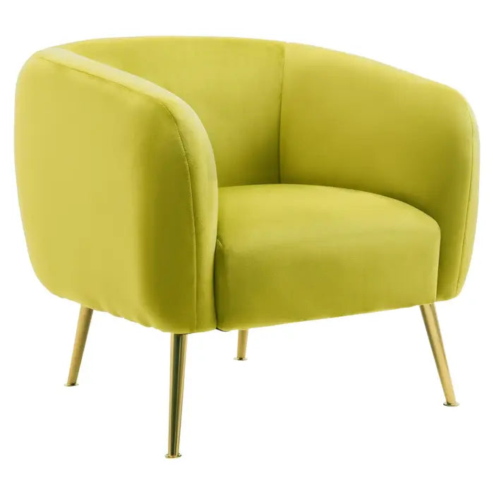 Yasmeen Armchair - Olive Green velvet chair with gold finished metal legs