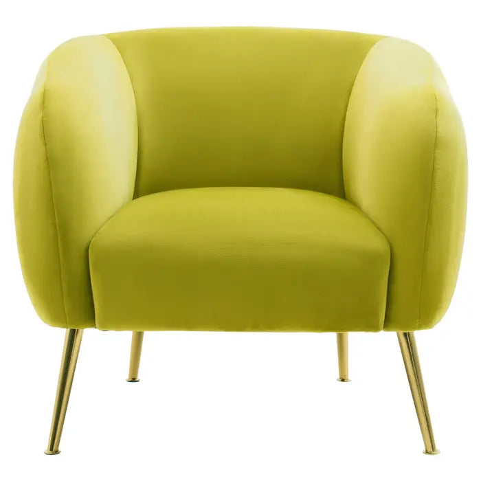 Yasmeen Armchair - Olive Green velvet chair with gold finished metal legs