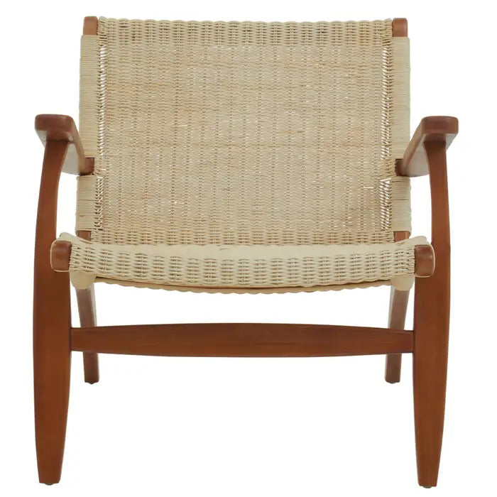 Java Woven Chair in Natural Rattan - Solid wood frame armchair with natural colour woven rattan seat and backrest