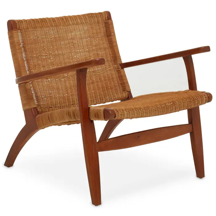 Java Woven Chair in Brown Rattan - Solid wood frame armchair with brown colour woven rattan seat and backrest