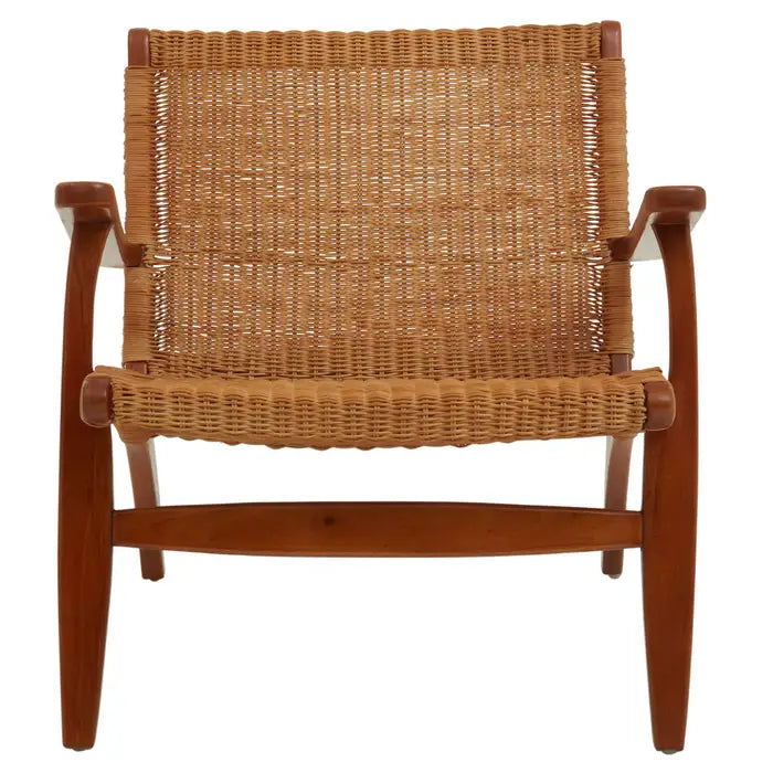 Java Woven Chair in Brown Rattan - Solid wood frame armchair with brown colour woven rattan seat and backrest