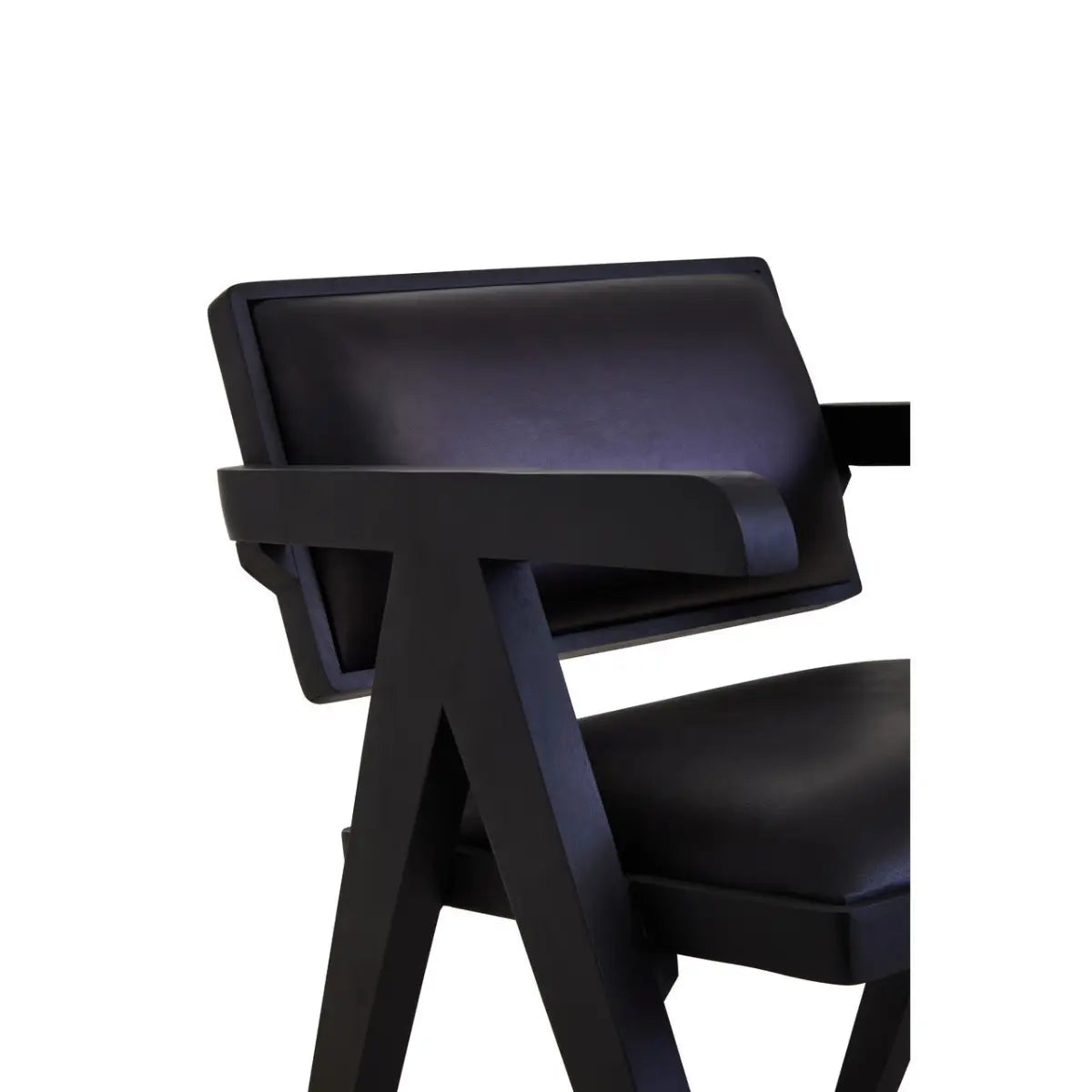 Buffalo black leather armchair - Side view Black leather chair with black wooden frame