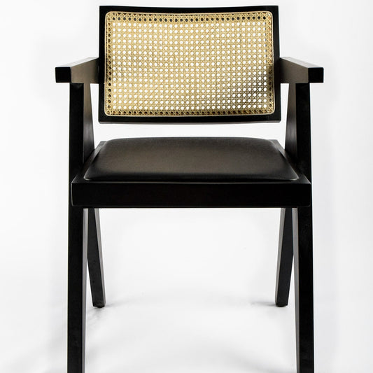 Teak Wood Rattan Weaved Arm Chair